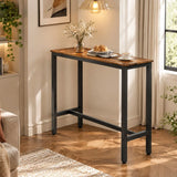 HOMCOM Rectangular Bar Table with Wood-Effect Top and Steel Frame – Pub, Kitchen Breakfast Table, Rustic Brown