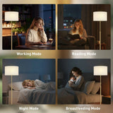 HOMCOM Floor Lamp with Remote, Height Adjustable Standing Lamp with Linen Shade