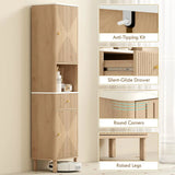 HOMCOM Slim Tall Bathroom Cabinet with Drawer and Adjustable Shelves – Scandinavian Style Storage, Wood-Effect