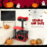 PawHut Gothic Halloween Cat Tree – 83cm Cat Tower with Sisal Scratching Posts, Condo, Coffin Platform, Bed and Spider Toy