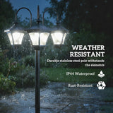Outsunny Solar Lamp Post with 3 Heads, Dusk-to-Dawn Sensor & Planter Base – 185cm Garden Light, Black
