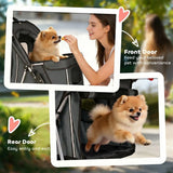PawHut Foldable Dog Pram with Reflective Strips and 360° Swivel Wheels – Pet Stroller, Dark Grey
