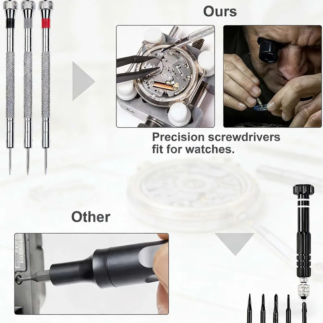 147 Piece Watch Repair Tool Kit with Case Opener, Spring Bar Tools & Tweezers – Watchmaker Set in Nylon Case