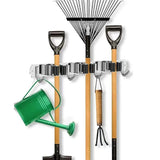 15 Inch Wall Mount Broom and Mop Holder, 3 Racks and 4 Hooks – Stainless Steel Garage Organiser