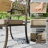 Outsunny 7-Piece Cast Aluminium Garden Dining Set for 6 with Cushions & Parasol Hole – Bronze Tone