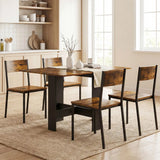 HOMCOM Folding Drop Leaf Dining Table for 4-6 People – Space-Saving Kitchen Table and Writing Desk, Rustic Brown