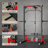 SPORTNOW Cable Crossover Machine with Pull Up Bar, Lat Pull Down & Squat Rack – Multi-Function Power Rack
