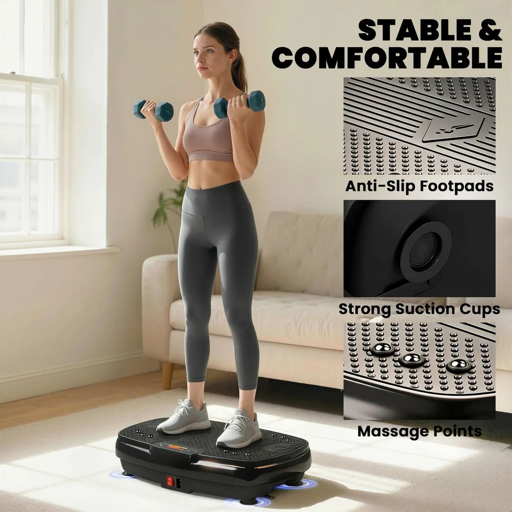 SPORTNOW Vibration Plate with 120 Speed Levels, 5 Programmes & Resistance Bands – Quiet Home Workout Machine