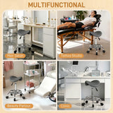 HOMCOM Salon Saddle Stool with Adjustable Height & Swivel Wheels – Massage, Spa & Beauty Chair, Grey