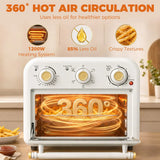 HOMCOM 12L Air Fryer Toaster Oven – Retro Convection Countertop Oven with Adjustable Temperature and Timer, Cream White
