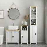 kleankin Under Sink Bathroom Cabinet with U-Shaped Cut-Out – For Basins Without Pedestal, White
