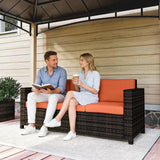 Outsunny 3-Seater Rattan Garden Sofa – Weather-Resistant Outdoor Sofa with Cushions, Orange