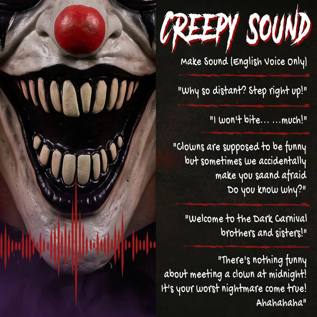 HOMCOM Animated Halloween Face Changing Clown, 85 cm Animatronic Joker with Cackling Sound and Glowing Red Eyes