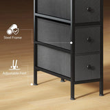 HOMCOM 4 Drawer Slim Fabric Chest of Drawers with Steel Frame – Narrow 20 cm Storage Cabinet for Small Spaces, Black