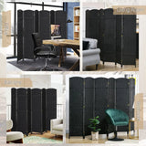 HOMCOM 6 Panel Folding Room Divider – Hand-Woven Style Privacy Screen, 240 x 170cm, Black