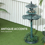 Outsunny 3-in-1 Garden Bird Bath, Freestanding Birdbath with Large Water Basin, Underneath Flower Planter