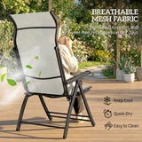 Outsunny Reclining Garden Chairs Set of 2 – 5-Position Folding Sun Loungers with Retractable Footrest, Light Grey