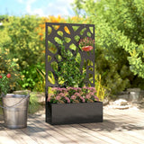 Outsunny Metal Raised Garden Bed with Trellis Privacy Screen, Planter Box for Climbing Plants, 113 x 61 x 23 cm