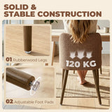 HOMCOM Set of 2 Linen-Look Dining Chairs with Padded Seat and Rubberwood Legs – Kitchen Seating, Brown