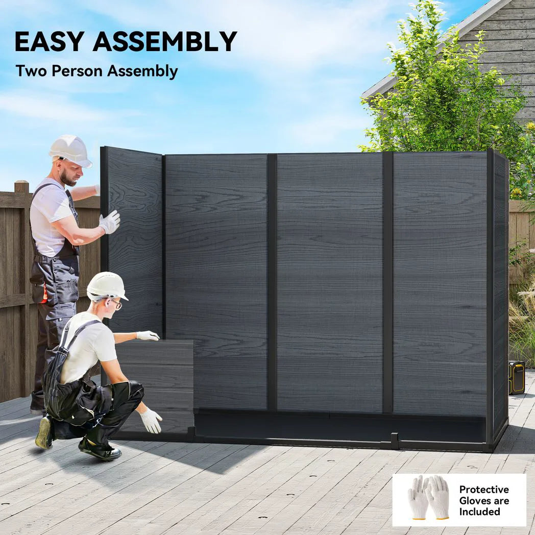 Outsunny 8 x 4ft Wood-Effect Resin Garden Shed with Floor, Windows & Lockable Doors – Outdoor Storage, Dark Grey