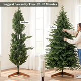 HOMCOM 6ft Artificial Christmas Tree – 180cm Hinged Xmas Tree with 2081 Tips and Solid Pine Wood Stand, Green