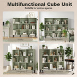 HOMCOM 10-Cube Bookcase with Solid Pine Legs & Anti-Tip Kit – 140 cm Nordic Bookshelf, Light Green
