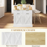 HOMCOM Farmhouse Kitchen Sideboard with Tilt-Out Rubbish Bin, 2 Drawers and Adjustable Shelves, White