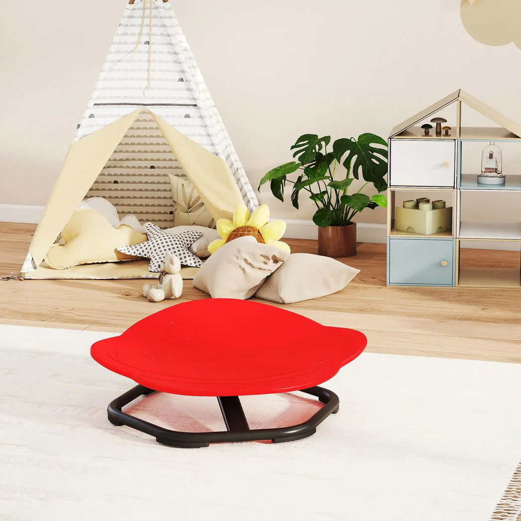 AIYAPLAY Kids Planet-Shaped Swivel Chair – Sensory Spinning Seat for Balance and Coordination, Red