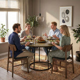 HOMCOM 120cm Round Dining Table with Conical Metal Base – Space-Saving Kitchen Table for 4-6, Rustic Brown
