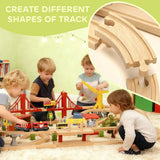 AIYAPLAY 133-Piece Wooden Train Set with Battery-Powered Engine, Crane & Storage Box – Toy Train for Ages 3+