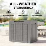 Outsunny 73L Plastic Garden Storage Box with Handles and Padlock Loop – Waterproof Outdoor Container, Khaki