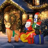 Outsunny 6ft Inflatable Santa Sleigh Christmas Decoration with Built-In LEDs – Outdoor Blow-Up Display