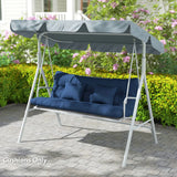 Outsunny 3 Seater Swing Seat and Back Cushion Set with 2 Pillows, Water Repellent, Dark Blue