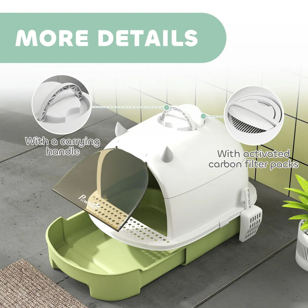 PawHut Enclosed Cat Litter Box with Pull-Out Drawer, Scoop and Deodorising Bags – Portable Privacy Tray