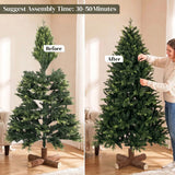 HOMCOM 6ft Hinged Artificial Christmas Tree with 2419 PE and PVC Tips and Fir Wood Base, Green