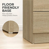 HOMCOM Three-Drawer Bedside Table with Non-Slip Feet – Simple Oak-Effect Bedroom Nightstand