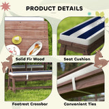 AIYAPLAY Kids Wooden Picnic Table and Bench Set with Cushions and Removable Umbrella – Outdoor Patio Garden Furniture, Navy Blue