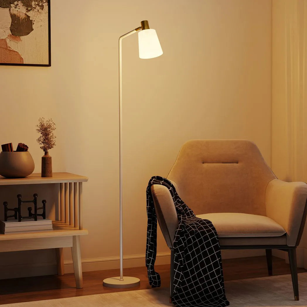 HOMCOM Modern Floor Lamp with Rotatable Head – White