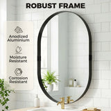 HOMCOM Wall Mirror, Bathroom Mirror with Elevated Aluminium Alloy Frame, 60 x 90 cm, Black