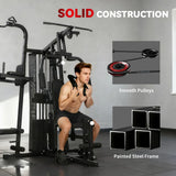 SPORTNOW All-in-One Home Gym Machine with 69kg Weight Stack & Pulley System – Multifunctional Power Cage, Black