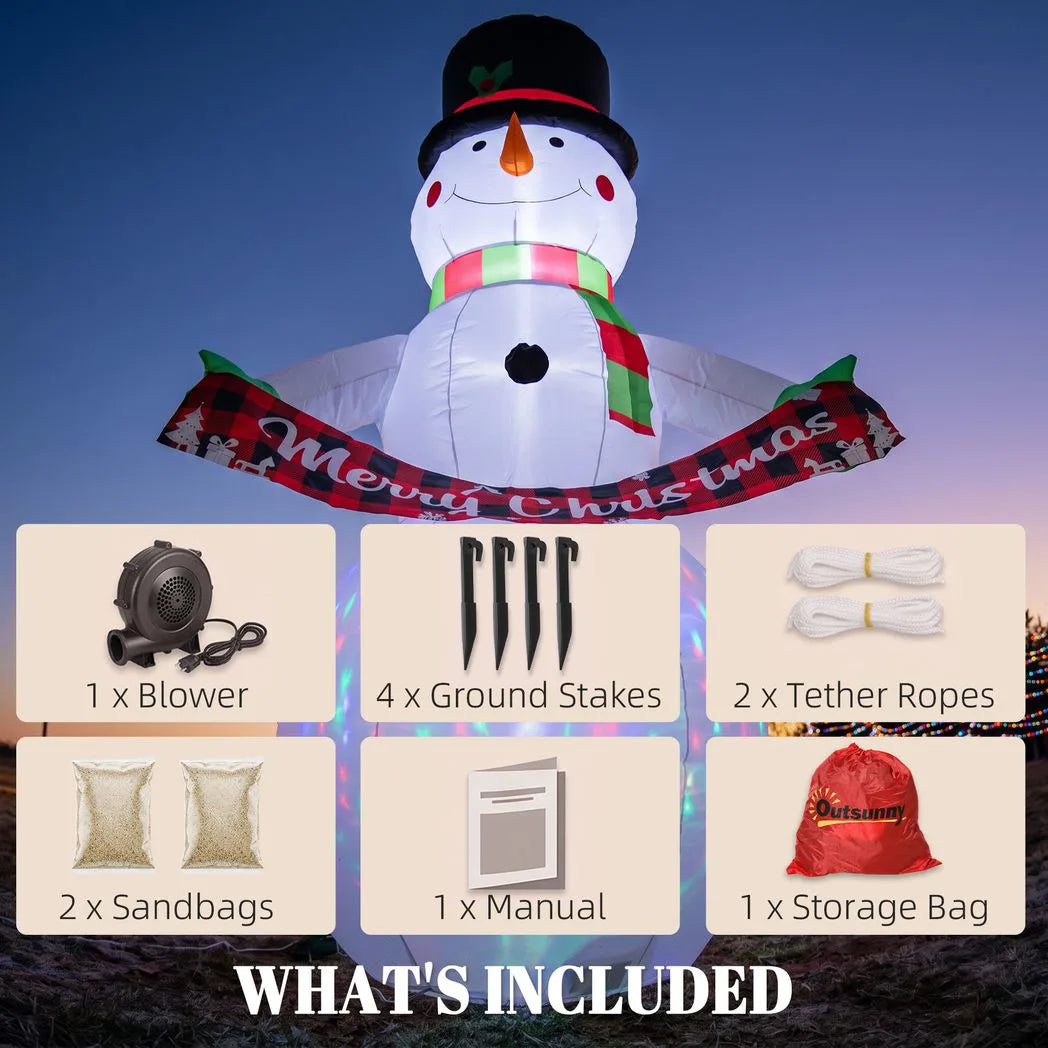 Outsunny 6.7ft Inflatable Snowman with Colour LEDs