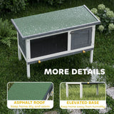 PawHut Wooden Rabbit Hutch with Asphalt Roof & Pull-Out Tray – Elevated Outdoor House for Small Animals