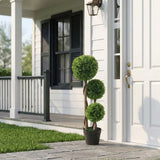 HOMCOM Decorative Artificial Trees Boxwood Ball Topiary Trees Set of 2 in Pot