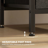 HOMCOM Slim Bedside Table with Charging Station – AC Outlets, USB-A & USB-C, Two Fabric Drawers, Black