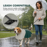 PawHut Waterproof Dog Raincoat with Hood – Breathable, Reflective, Leash Hole, Medium Dogs, Green