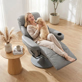 HOMCOM Manual Reclining Armchair with Footrest, Adjustable Backrest and 360° Swivel – Living Room Recliner, Grey