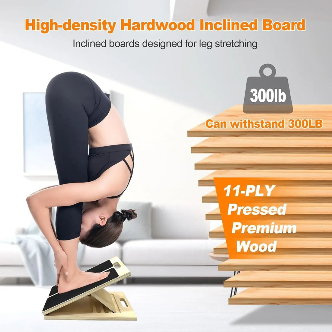 Wooden Slant Board Calf Stretcher with 5 Adjustable Angles – Foldable Incline Board for Yoga & Stretching