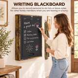 HOMCOM Folding Wall-Mounted Drop-Leaf Table with Chalkboard and Storage Shelf – Space-Saving Desk, Brown