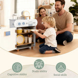AIYAPLAY Wooden Dishwasher Playset with Faucet, Sink & 32 Accessories – Toy Kitchen Washing-Up Set