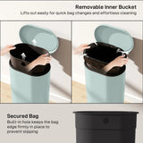 HOMCOM 30L Pedal Kitchen Bin with Soft-Close Lid & Removable Bucket – Curved Modern Design, Green